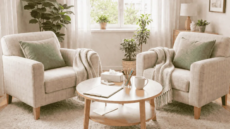 In-person counselling room, West Sussex