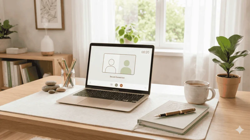 Online counselling session from home